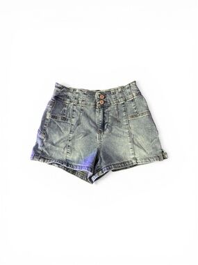 Vanilla Star Light Blue High-Waist Denim Shorts with Double Button